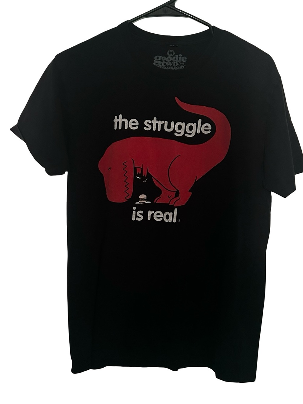 Goodie Two Sleeves Men's Black Short Sleeve Tee - 'The Struggle is Real'